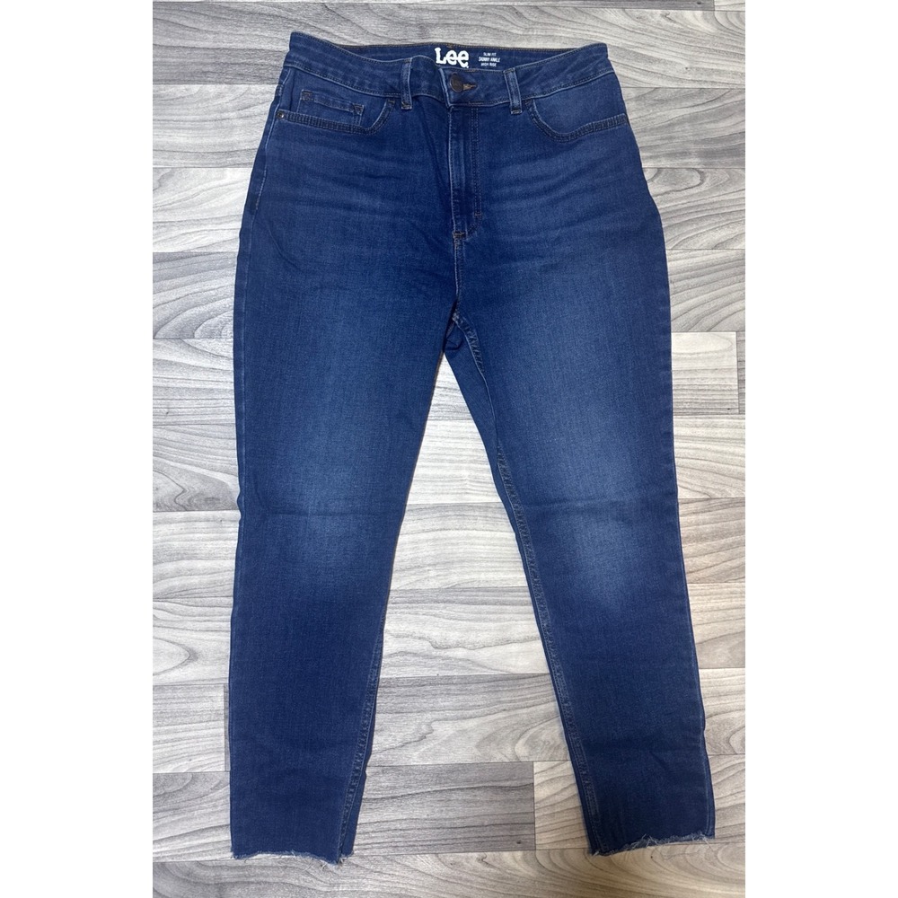 Lee Slim Fit Skinny Ankle Jeans High Rise Heritage Dark Wash Blue Denim Size 10